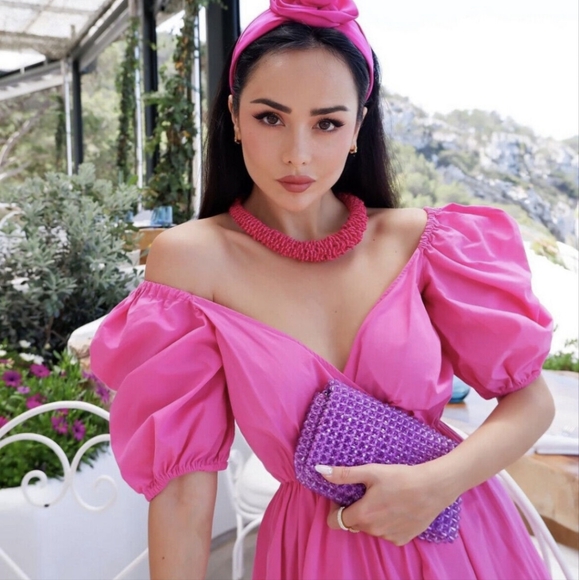 Zara Puff Sleeves Midi Dress Bloggers Favorite Size M - Picture 4 of 8